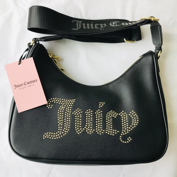 Juicy Couture Handbags - Juicy Couture Black Obsession Crossbody Shoulder Bag Gold Studded 11" W x 8" H